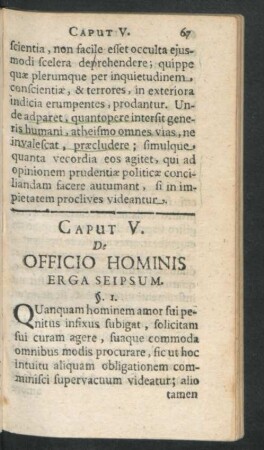 Caput V. De Officio Hominis Erga Seipsum.