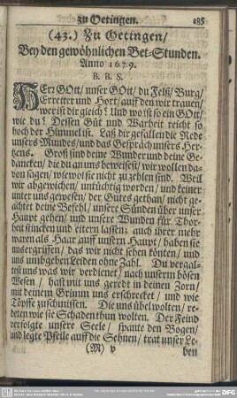 (43.) Zu Oettingen. Bey den gewöhnlichen Bet-Stunden. Anno 1679