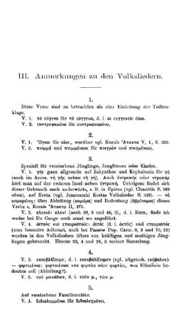 III. Anmerkungen zu den Volksliedern.