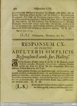 Responsum CX. In Puncto Adulterii Simplicis
