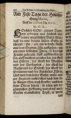 Am Fest-Tage der Heimsuchung Mariæ.