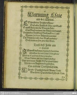 Warnung Esaie am 40. Capitul