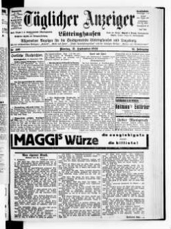 Täglicher Anzeiger : amtliches Organ für die Stadt Lüttringhausen