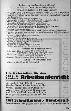 Vorstand des Landesverbandes "Norden" im deutschen Verein für werktätige Erziehung (Gleichzeitig Vorstand der Ortsgruppe Hamburg)