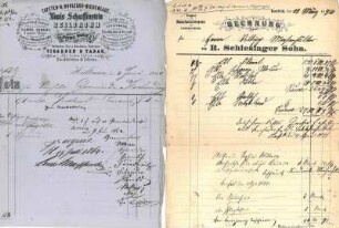 Rechnungen, Briefbögen, Postkarten u.ä. von Heilbronner Firmen mit typografischer Gestaltung Anfangsbuchstabe S