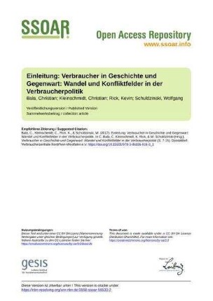 Einleitung: Verbraucher in Geschichte und Gegenwart: Wandel und Konfliktfelder in der Verbraucherpolitik