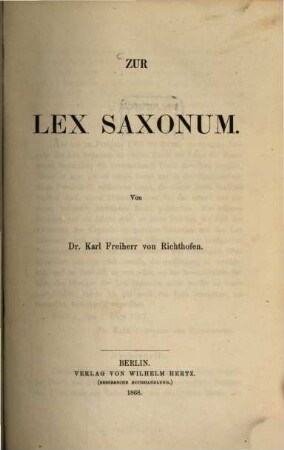 Zur Lex Saxonum