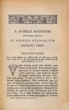 S. Aurelii Augustini Hipponensis episcopi in Joannis Evangelium tractatus CXXIV, 2. Complectens tractatus XXXIX - CXXIV