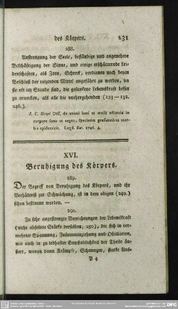 XVI. Beruhigung des Körpers
