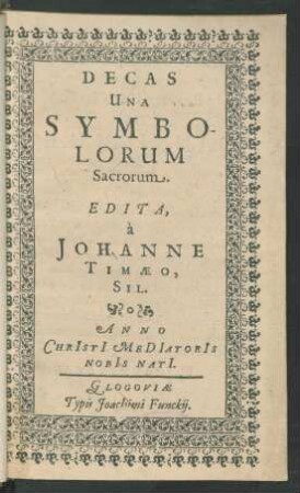 1: ... Symbolorum Sacrorum