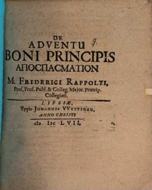 De adventu boni principis apospasmation