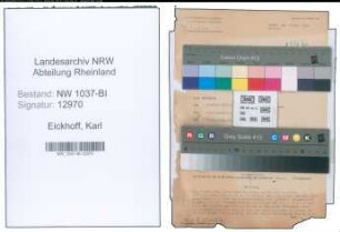 Entnazifizierung Karl Eickhoff , geb. 16.06.1916 (Bergmann)