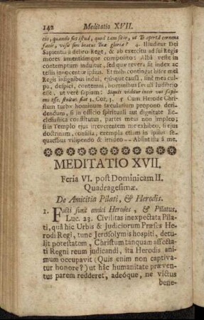 Meditatio XVII. Feria VI. post Dominicam II. Quadragesimæ. - Meditatio XVIII. Sabbato post Dominicam II. Quadragesimæ.