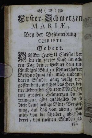 Erster Schmerzen Mariæ, Bey der Beschreibung Christi.
