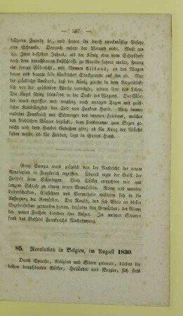 85. Revolution in Belgien, im August 1830