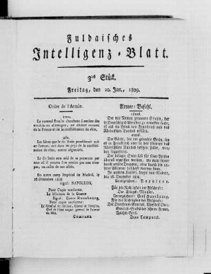 3tes Stück, Ausgabe vom 20. Jan. 1809
