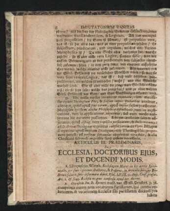 Articulus III. Praeliminaris. De Ecclesia, Doctoribus Eius, Et Docendi Modis.