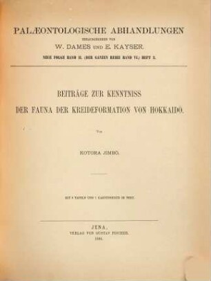 Beiträge zur Kenntniss der Fauna der Kreideformation von Hokkaidō