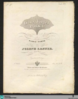 Hans Jörgel Polka : für das Piano-Forte; 194tes Werk