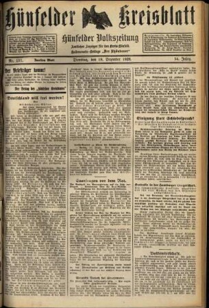 Zweite Ausgabe vom Dienstag, den 18. Dezember 1928.