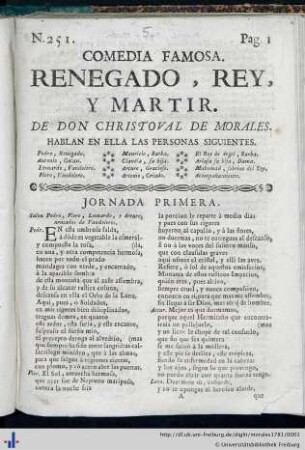 Comedia Famosa, Renegado, Rey, Y Martir