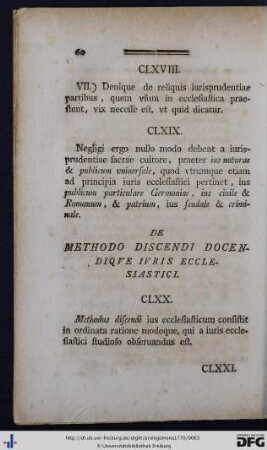 XI. De Methodo Discendi Docendique Iuris Ecclesiastici.