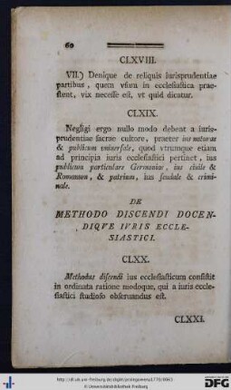 XI. De Methodo Discendi Docendique Iuris Ecclesiastici.