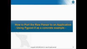 Introducing PostgreSQL SQL parser: Use of PostgreSQL Parser in other Applications