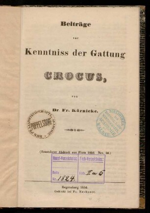 Beiträge zur Kenntniss der Gattung Crocus