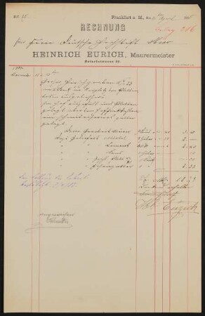 Rechnungen die Platten im Hof und in den Fluren des Goethehauses betreffend aus den Jahren 1884-1887
