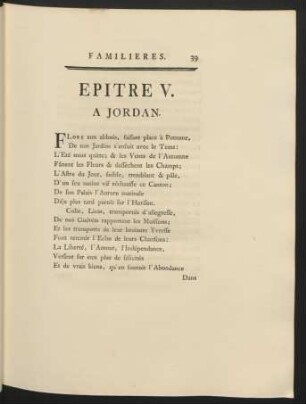 Epitre V. A Jordan.