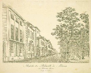 Ansicht der Palmaille in Altona von Ottensen hinein. Strasse zur Linken.