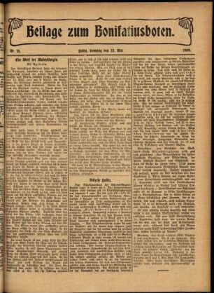 Zweite Ausgabe vom Sonntag, den 23. Mai 1909.