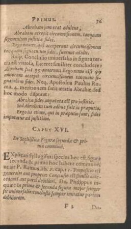 Caput XVI. De Sophistica Figurae secundae et primae communi.