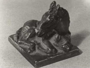 Liegendes Fohlen. Bronze (1942; E. Richter). Dresden-Striesen, Borsbergstraße 11, Atelier der Künstlerin