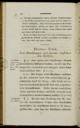 Dritter Titel. Von Handlungen und daraus entstehenden Rechten