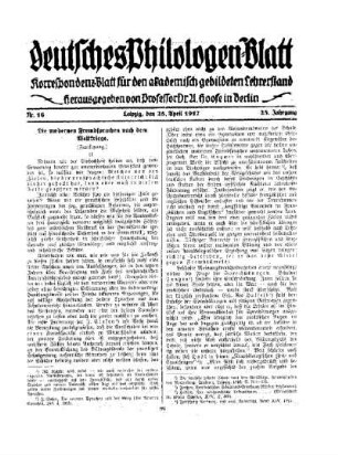 Die modernen Fremdsprachen nach dem Weltkriege : (Fortsetzung)