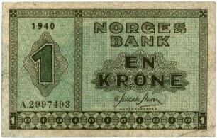 Geldschein, 1 Krone, 1940