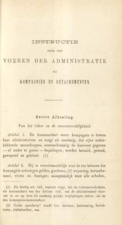 Instructie voor het voeren der administratie bij kompagnien en detachementen