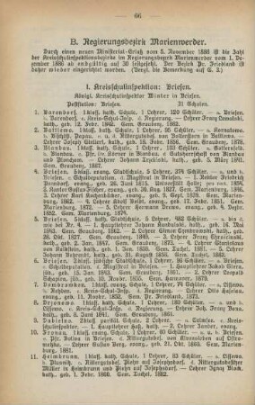 B. Regierungsbezirk Marienwerder