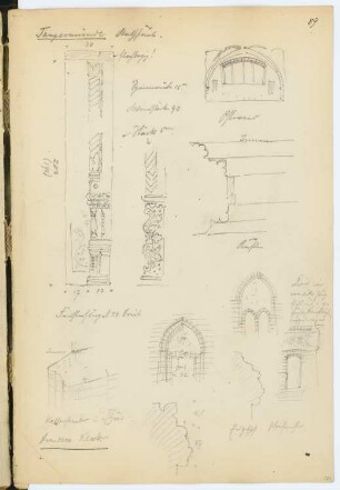 Rathaus, Tangermünde / Klosterkirche, Gransee: Details (aus: Skizzen- und Fotoalbum 9)