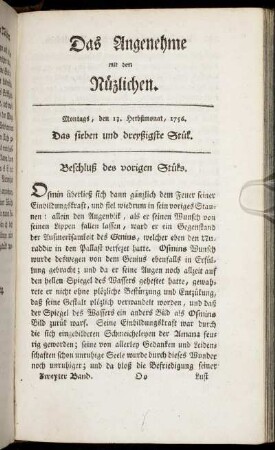 Das sieben und dreyßigste Stück. Montags, den 13. Herbstmonat, 1756.