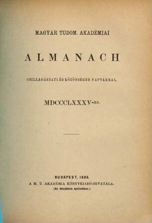 Almanach. 1885