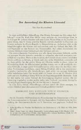 Der Ausverkauf des Klosters Löwental