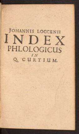 Johannis Loccenii Index Phlologicus In Q. Curtium.