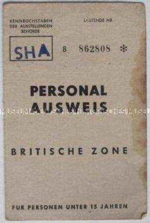 Personalausweis der Britischen Besatzungszone für ein Kind