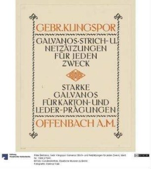 Gebr. Klingspor Galvanos Strich- und Netzätzungen für jeden Zweck