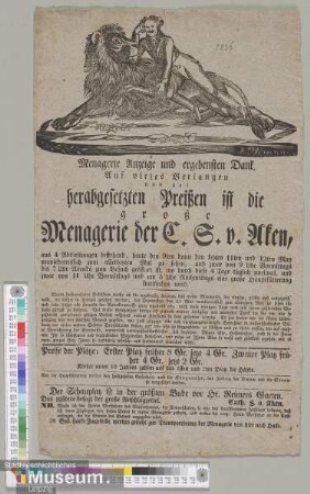 Große Menagerie der C. S. v. Aken.