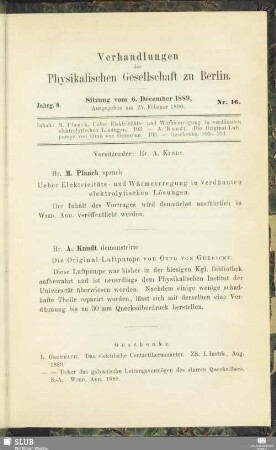 Nr. 16. Sitzung vom 6. December 1889