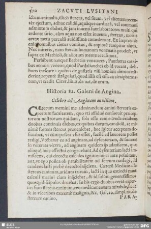 Historia 82. Galeni de Angina